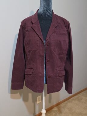 L.L. Bean Women's Burgundy Plum Vintage Heavyweight Twill Field Jacket Sz 12